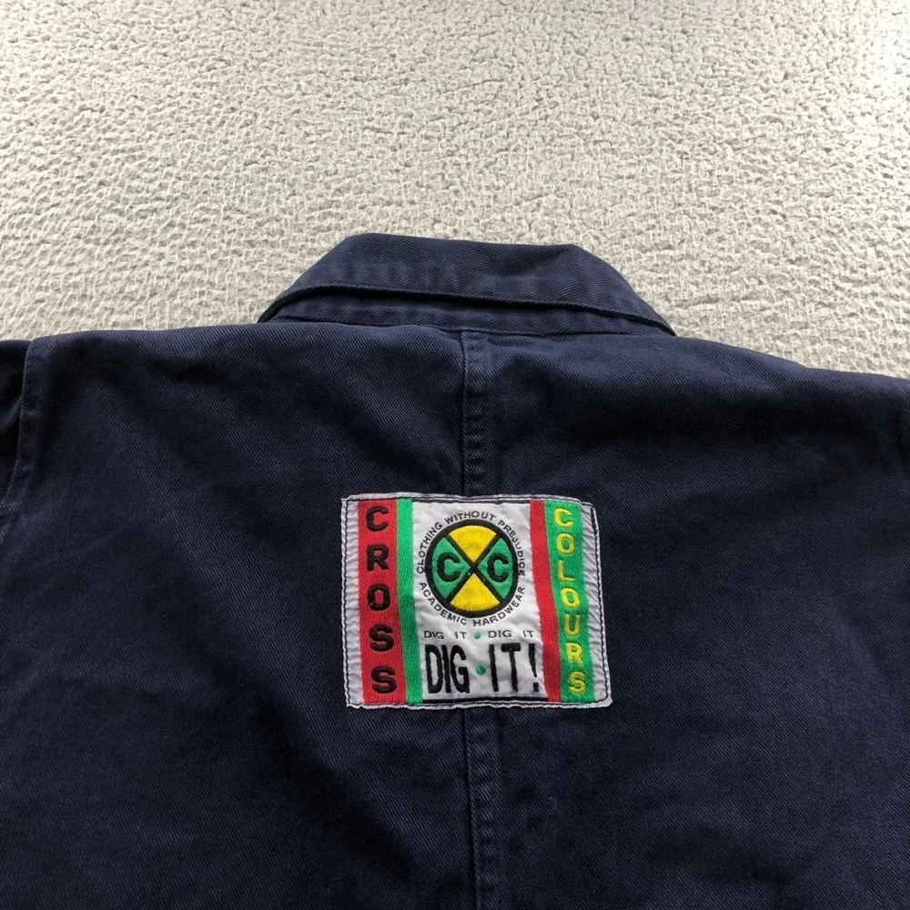 Vtg Cross Colours Jacket Men 2 (31x36) Purple Baggy Oversized Chore 90s Rap Logo